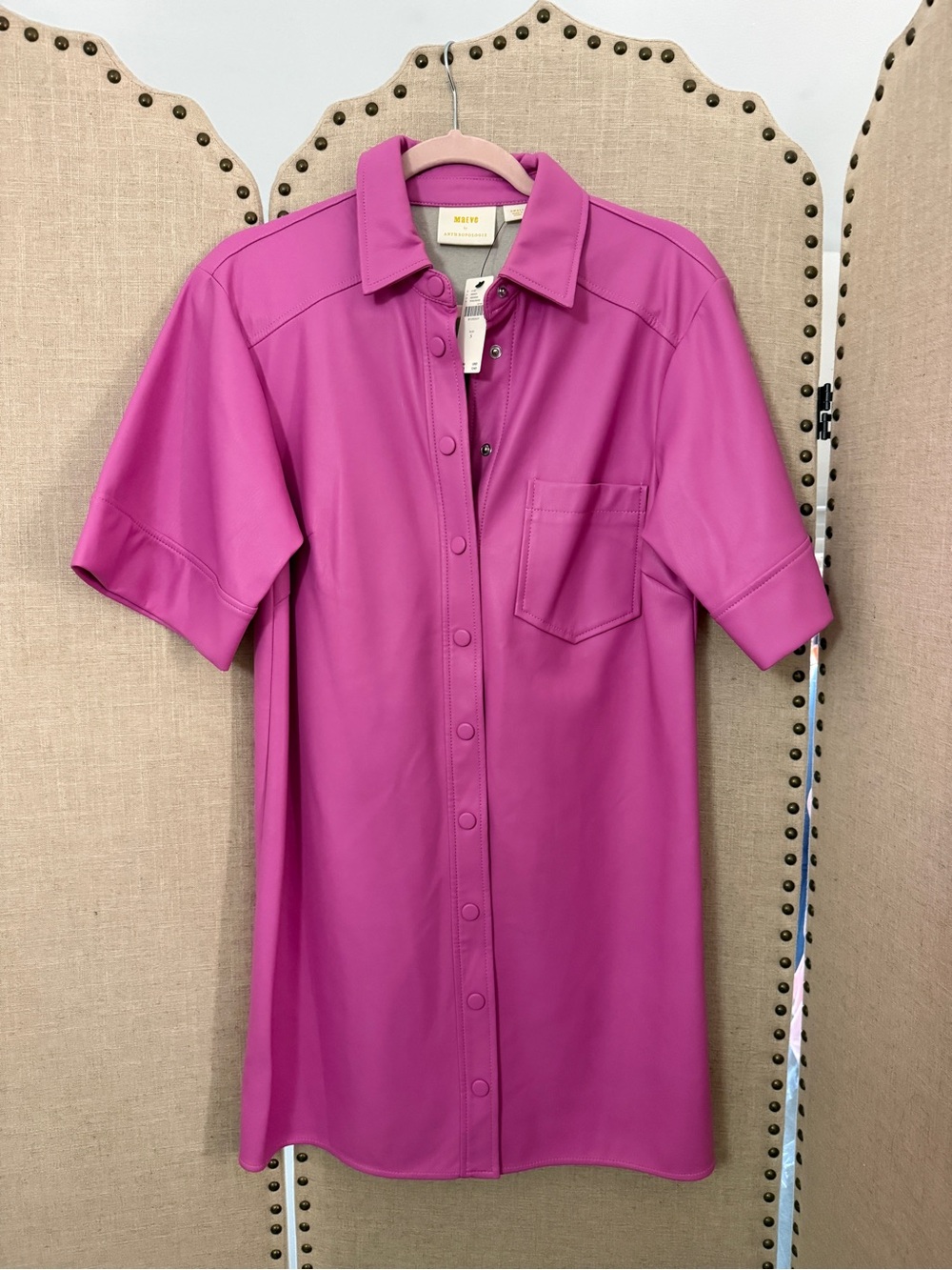 Anthropologie Maeve Pink Snap-Front Shirt Jacket